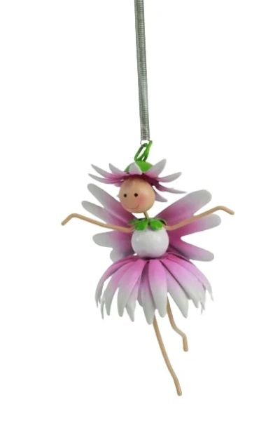 Hängefigur Elfe mit Feder hell-rosa, metall