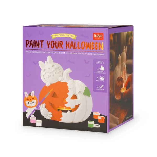 Legami Halloween-Kerzenhalter-Deko-Set - Paint Your Halloween Bunny