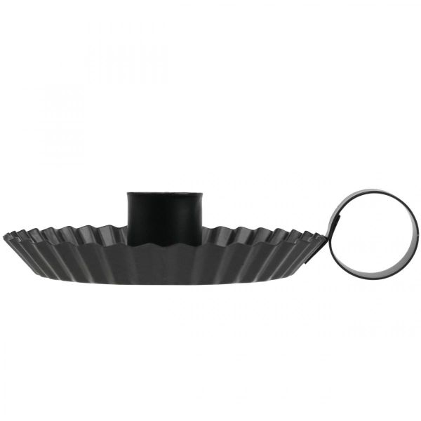 Kerzenständer für Stabkerzen, Metall, schwarz, Ø 9,5 cm