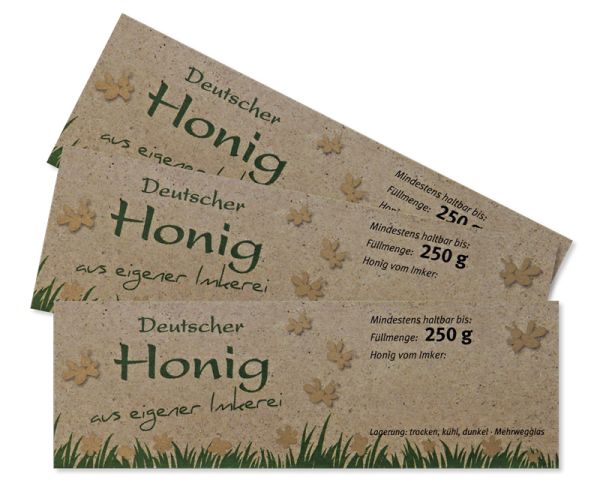 Honig-Etikett natur, 250g, 100 Stück, nassklebend
