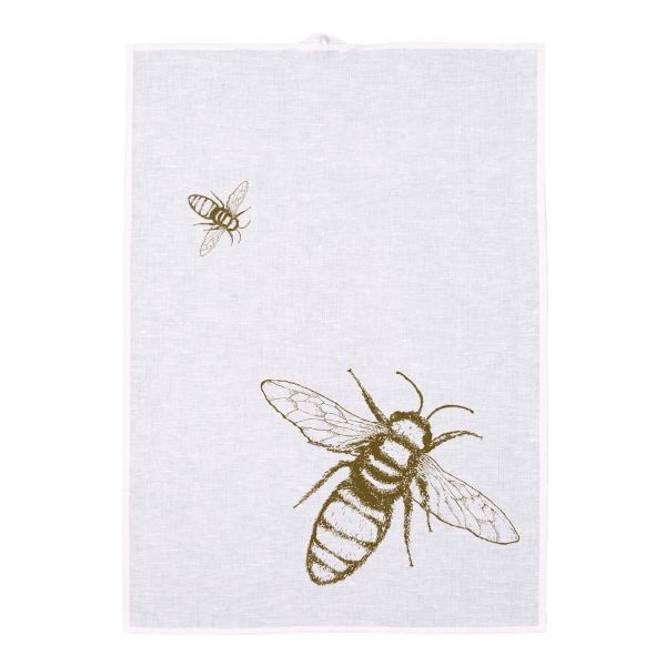 Geschirrtuch Biene - messing, Handsiebdruck